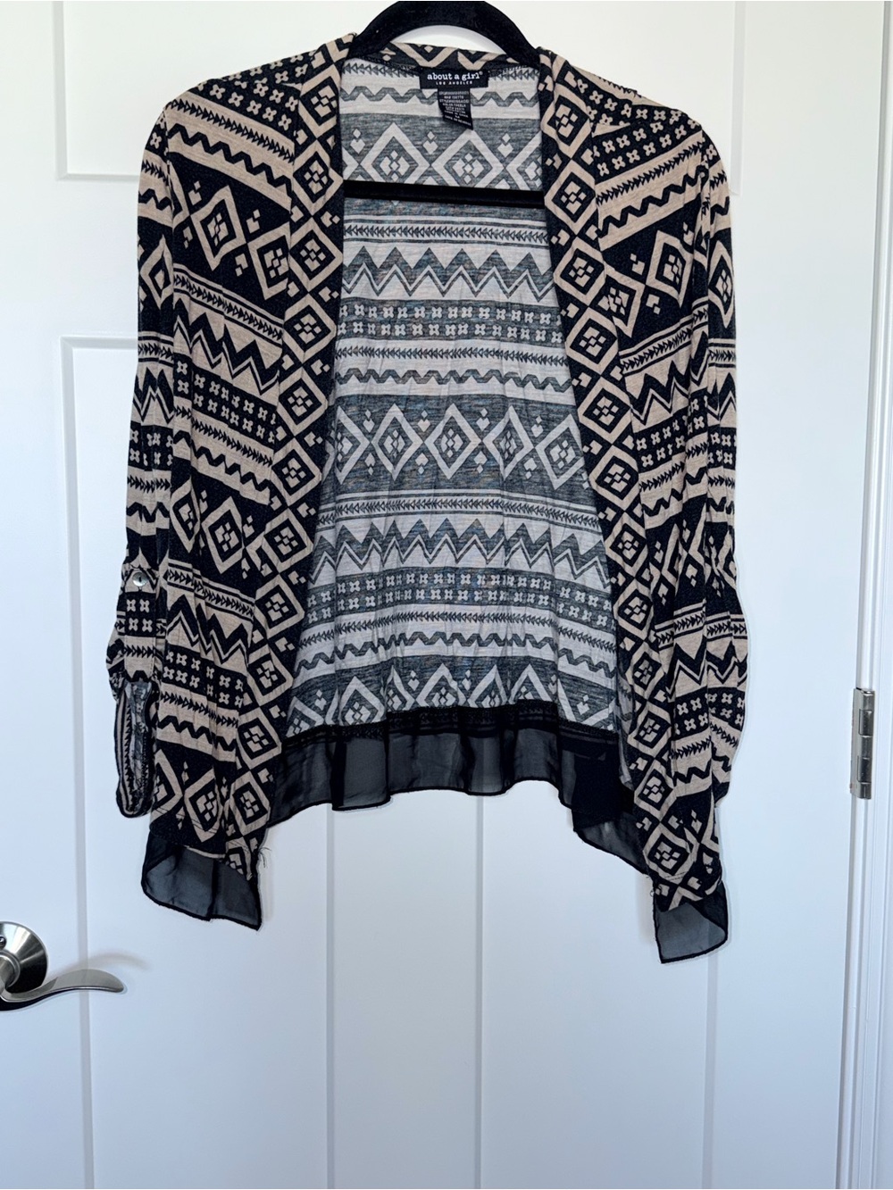 Tan and Black Aztec Print Cardigan